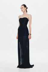 Misha Ember Wrapped Dress - Black
