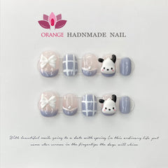 Handmade Short Press On Nails Full cover Cute Cartoon Manicuree Decoration Wearable Full With Design Acrylic Nail For Teens