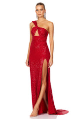 Nookie Therese Sequin Gown - Scarlet Red