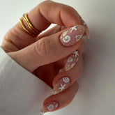 24Pcs Short Almond Nails Set Press on Simple Shell Starfish Design False Nails Detachable Artificial Full Cover Fake Nails Tips
