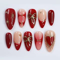 24Pcs Mid-length Blue Almond False Nails with 3D Shell Design Press on Nails Tips Butterfly Flower Pattern Datachable Fake Nail