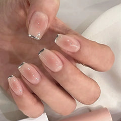 24Pcs Cat's Eye Leopard Print Gradient Fake Nails Mid-length Ballet Press on False Nails 3D Bow Detachable Full Cover Nails Tips