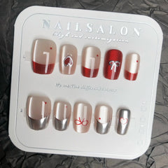 24Pcs Short Square Fake Nails Press on 3D Snowflake Christmas Tree Full Cover Nails Tips Cat's Eye Gilded Detachable False Nails