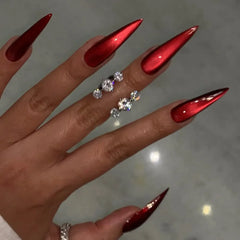 24Pcs Long Stiletto False Nails Simple Black Cat's Eye Design Press on Fake Nails Art Detachable Finished Full Cover Nails Tips