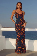 Bridgette Cowl Maxi Dress - Valina Orange