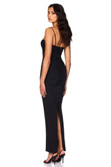 Nookie Crystal Mesh Maxi Dress - Black