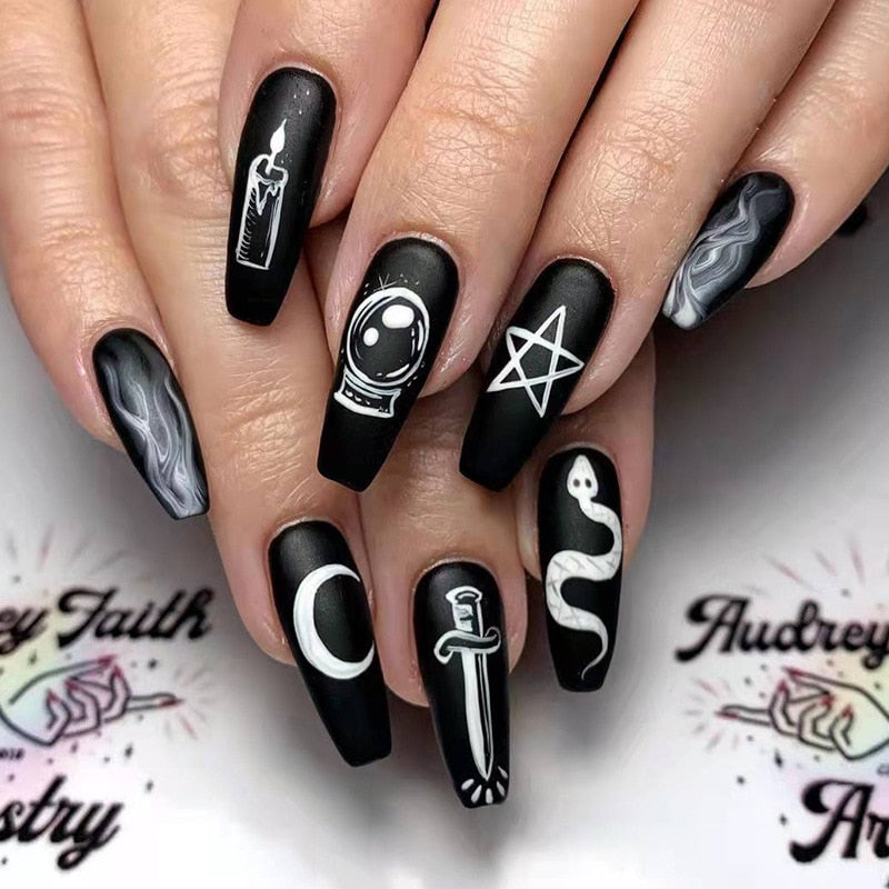 24Pcs Fashion Wearable Nail Art Butterfly Design Detachable Nude Color Coffin Fake Nails with Glue Full Cover Press on Nails