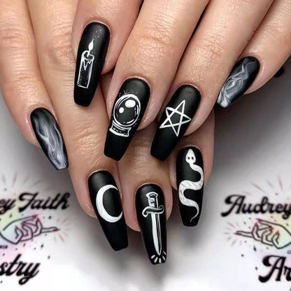 24Pcs Fashion Wearable Nail Art Butterfly Design Detachable Nude Color Coffin Fake Nails with Glue Full Cover Press on Nails