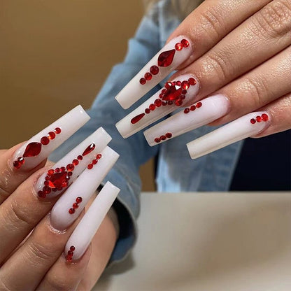 24Pcs Fashion Wearable Nail Art Butterfly Design Detachable Nude Color Coffin Fake Nails with Glue Full Cover Press on Nails