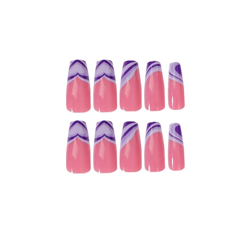 24Pcs Fashion Wearable Nail Art Butterfly Design Detachable Nude Color Coffin Fake Nails with Glue Full Cover Press on Nails