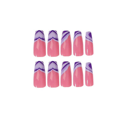 24Pcs Fashion Wearable Nail Art Butterfly Design Detachable Nude Color Coffin Fake Nails with Glue Full Cover Press on Nails