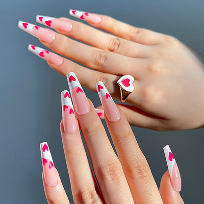 24Pcs Fashion Wearable Nail Art Butterfly Design Detachable Nude Color Coffin Fake Nails with Glue Full Cover Press on Nails