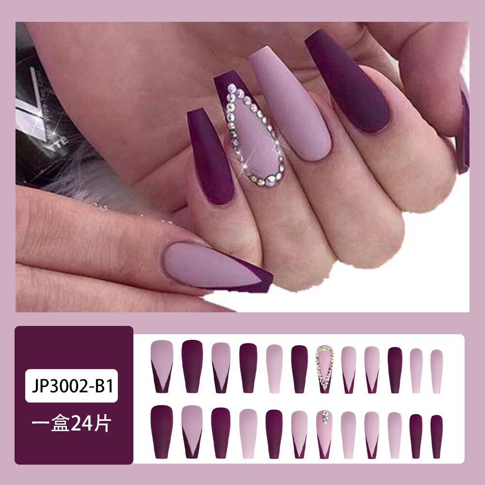 24Pcs Fashion Wearable Nail Art Butterfly Design Detachable Nude Color Coffin Fake Nails with Glue Full Cover Press on Nails