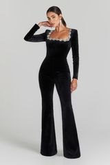 Keyana - Neck-Detail Solid Jumpsuit
