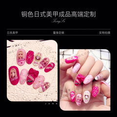 Fashion Women Finished Nails Barbie Series Handmade Manicure Phototherapy Nails Y2K Girls Plush Doll Varieties Nail Patch