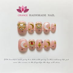 Handmade Press on Nails Glitter Rhinestone3d Charms False Nails With Designed Fingernail Fake Nail With Glue Acrylic Nail Tips