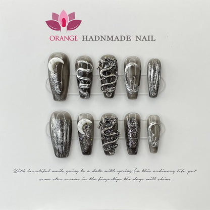 Handmade Stiletto Press On nails Reusable Decoration Fake Nails Full Cover Artificial Manicuree Wearable XS S M L Size Nails Art