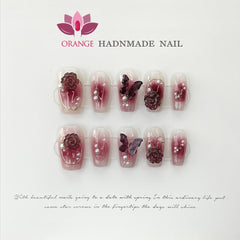 Handmade Y2k Press On Nails Reusable Decoration Fake Nails Full Cover Artificial Manicuree Wearable XS S M L Size Nails Art