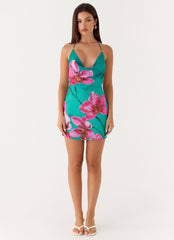 Orion Beaded Chiffon Mini Dress - Petal Reef