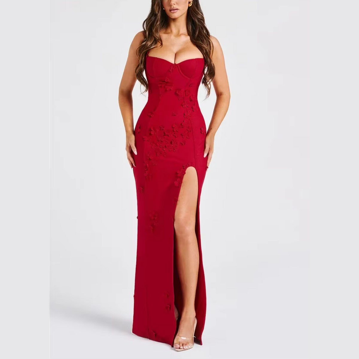 Livette - Flower Spaghetti Maxi Dress