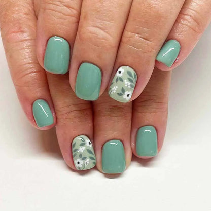 24Pcs Glossy Short Square Head Press on False Nails with Glue Acrylic Colorful Fake Nail Reusable Full Cover Manicure Nail Tips