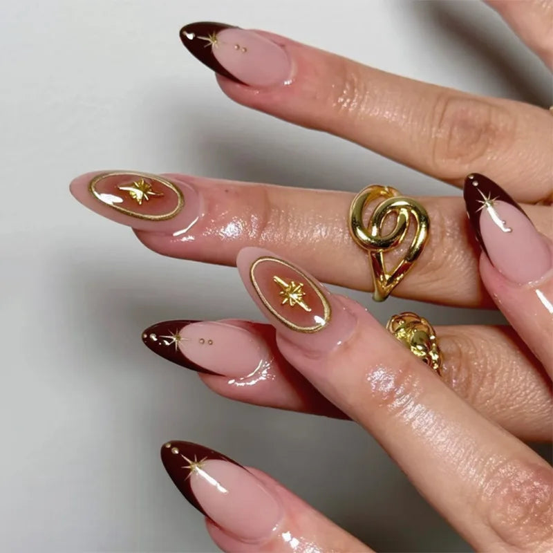 24Pcs White French Fake Nail Tips with Leopard Print Design Long Stiletto Press on False Nails Flower Wearable Almond Manicure