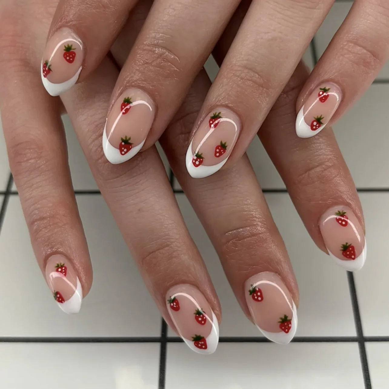 24Pcs Almond French Press on Fake Nails with Pearl Bow Design Wearable Leopard Print Pattern Nail Art Tips Long False Nails Set
