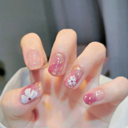 24pcs/set short medium long fake nails Spring flowers flora for St. Patrick's Day faux ongles press on acrylic false nail art