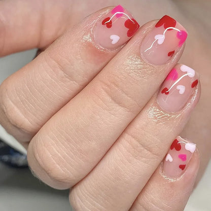 24Pcs Square Head Nails Set Press on Short False Nails with Purple Flowers Design Wearable Artificial Full Cover Fake Nail Tips