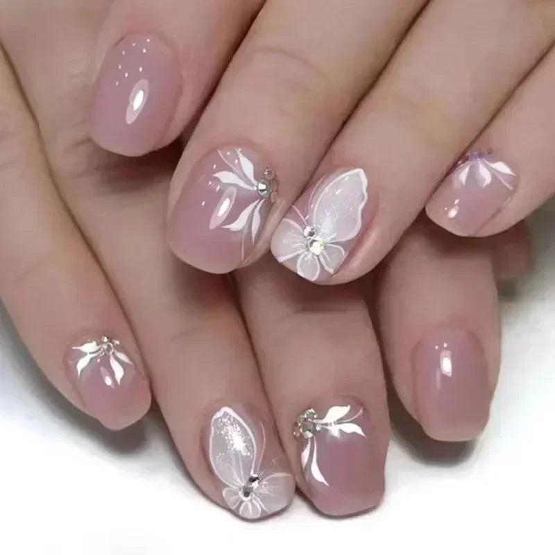 24Pcs Fashion Fake Nails Press on Short Square Head False Nail Art Black Starlit Sky Design Artifical Full Cover Nail Tips