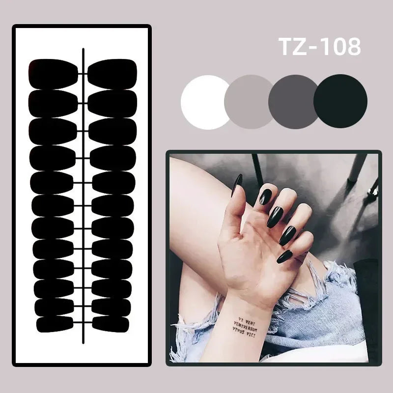 24Pcs Green Oval False Nails with Strawberry Design Wearable Mid-length Almond Press on Fake Nails Rabbit Pattern Nail Art Tip