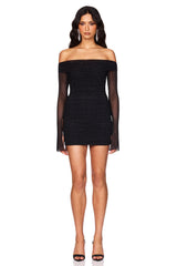 Nookie Crystal LS Mini Dress - Black