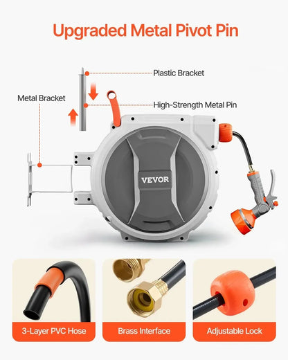 VEVOR Retractable Garden Hose Reel 100 ft 5/8 in