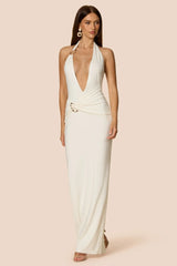 Nookie Leonie Halter Maxi Dress - Rice